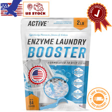 Enzyme Laundry Booster Odor Remover 2 lbs Unscented Enzymatic Clothes 64 Loads