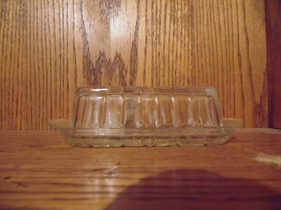 Anchor Hocking Pre-cut Crystal Starburst Sparkling Glass Butter Dish 2pc
