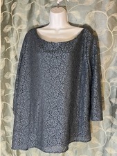 Top OLEG CASSINI Brillo Asimétrico Talla 20W. Forrado. Azul azulado. Nuevo sin etiqueta