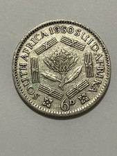 👀SOUTH AFRICA 1950 SIXPENCE SILVER COIN SCARCE KGVI ANTIQUE 👀