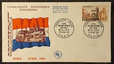 1963 ENVELOPPE 1er JOUR 5 GRANDS HOMMES DE LA CEE MAYRISCH PARIS 4/5