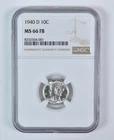 1940-D Mercury Dime MS66 FB NGC Brown Label