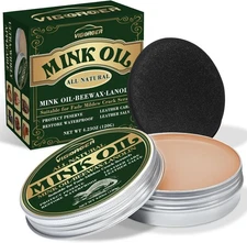 Mink Oil for Leather Boots, 4.23Oz Leather Conditioner for Boots with Sponge