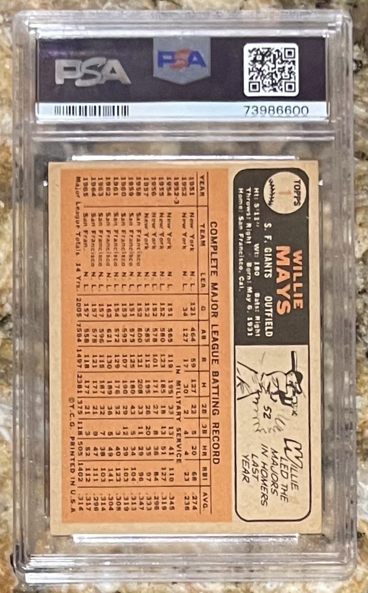 Willie Mays 1966 Topps #1 PSA 4 Giants view 2