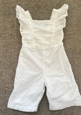 Hope And Henry Girls White Eyelet Romper 12-18 Months 