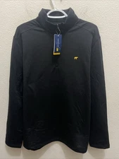 NEW Jack Nicklaus Men's Large Caviar Black Pullover Long Sleeve 1/4 zip NWT