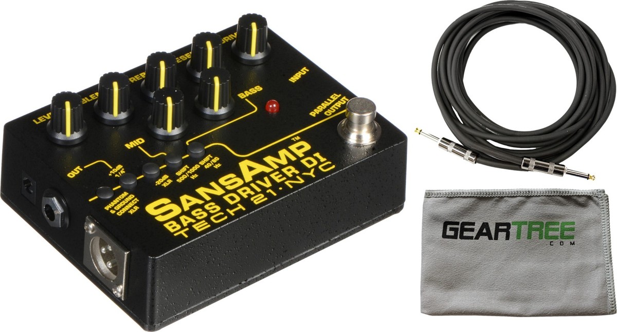 Tech 21 SansAmp Bass Driver DI V2 Bass Pedal Bundle w/Cable and