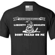 Liberty or Death - Don't Tread on Me Patriotic 2A Tee Black or Green