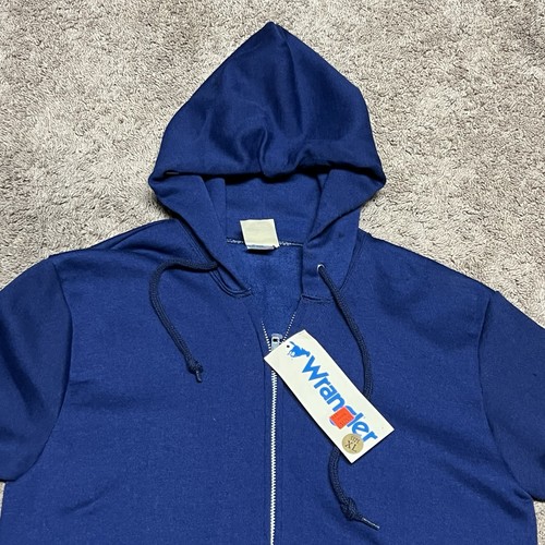Vintage Wrangler Youth Full Zip Hoodie Size XL 18-20 USA Blue Sweatshirt NEW NWT - Picture 3 of 16