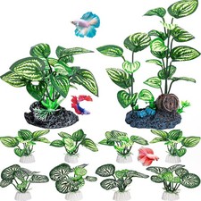 MyLifeUNIT Silk Aquarium Plants, 10 Pack Betta Fish Tank Decor for Green