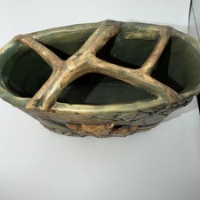 Weller Pottery Woodcraft Three Fox in A Log Planter, 1920s, Nice Condition