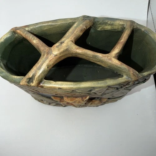 Weller Pottery Woodcraft Three Fox in A Log Planter, 1920s, Nice Condition