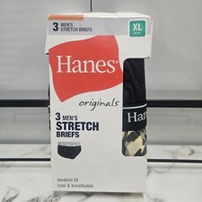 3 Pack Hanes Originals Men's Stretch Briefs Low Rise Moisture Wicking Size XL