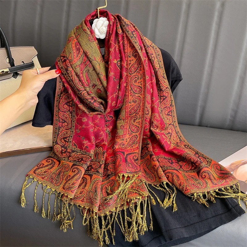Cashmere Pashmina Shawl Women Warm Winter Printed Scarf Wrap Stole Foulard