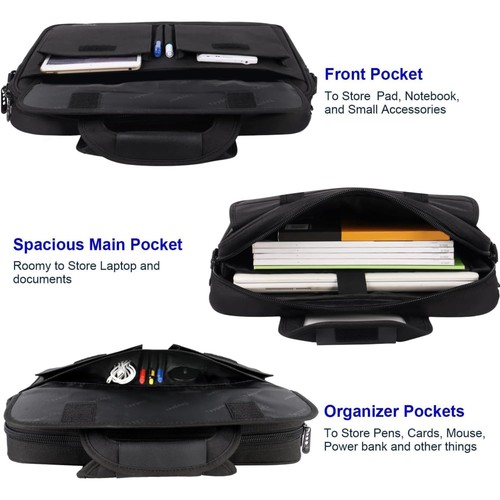 15,6" Laptoptasche, wasserabweisende Aktentasche, Messenger Schultertasche, schwarz - Bild 2 von 8