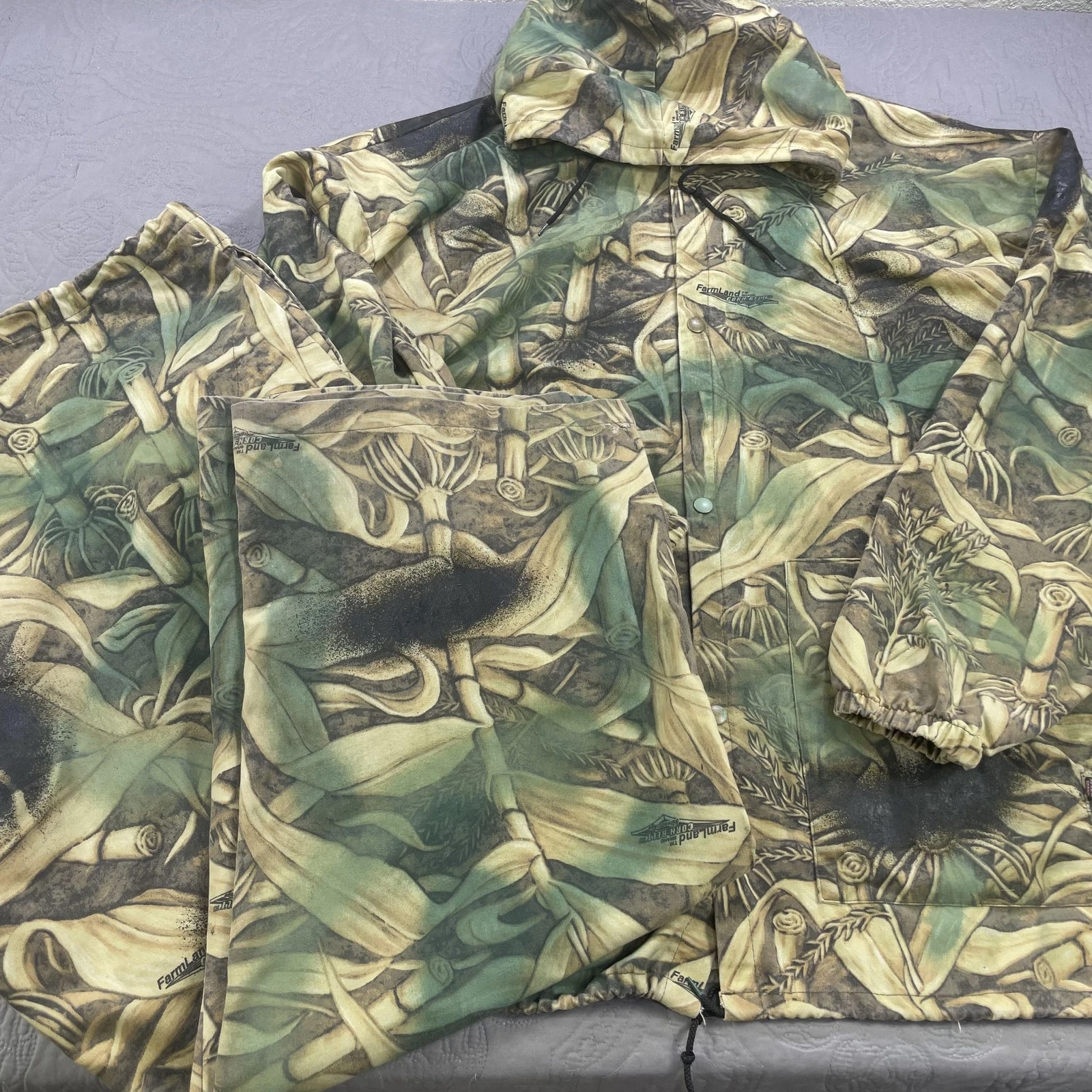 Vintage Clarkfield Outdoors Jacket Pants Mens 2XL Camo Farmland Cornbelt USA 90s