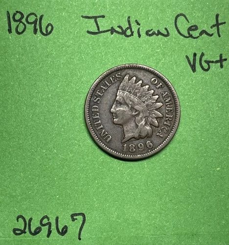 1896 Indian Head Cent / Penny 1c Vg Very Good
