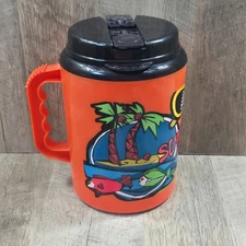 Betras USA Vintage 52 oz Giant Travel Mug Summer Fun Neon Orange