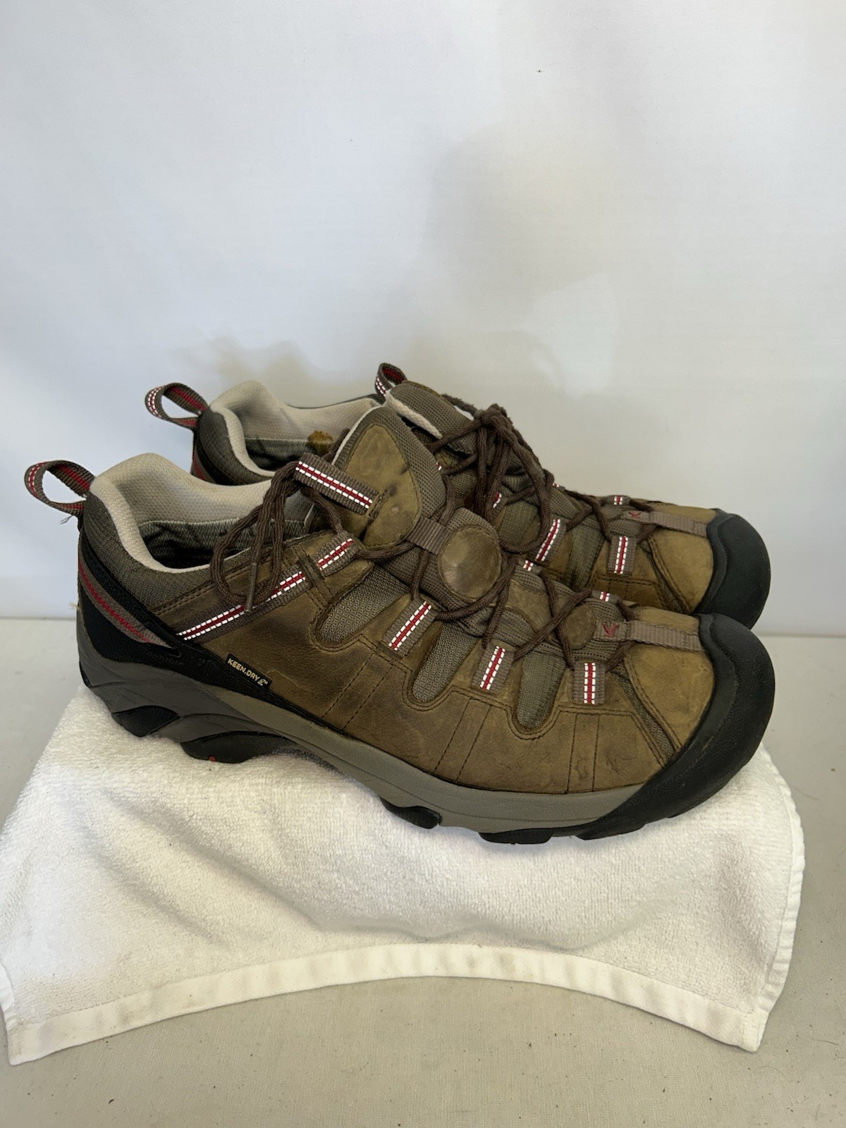 Scarpa da trekking Keen Bojr 1216 Keen Dry uomo TAGLIA 13 pelle marrone accenti rossi