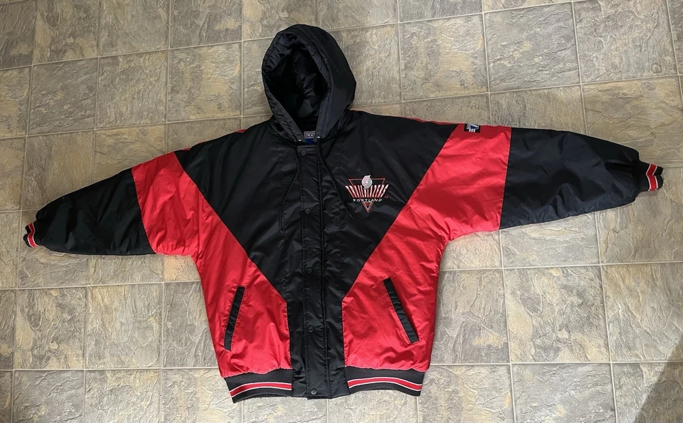 Chaqueta acolchada Portland Trailblazers Logo 7 vintage de los años 90 EXCELENTE ESTADO LG Foto 3 de 4