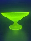 Fenton Pedastal Compote / Candy Bowl 7" Canary Vaseline Topaz Iridescent Stretch