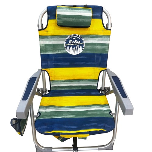 Tommy Bahama Backpack Beach Chair Cooler Reclining Stripe portable Blue Yellow