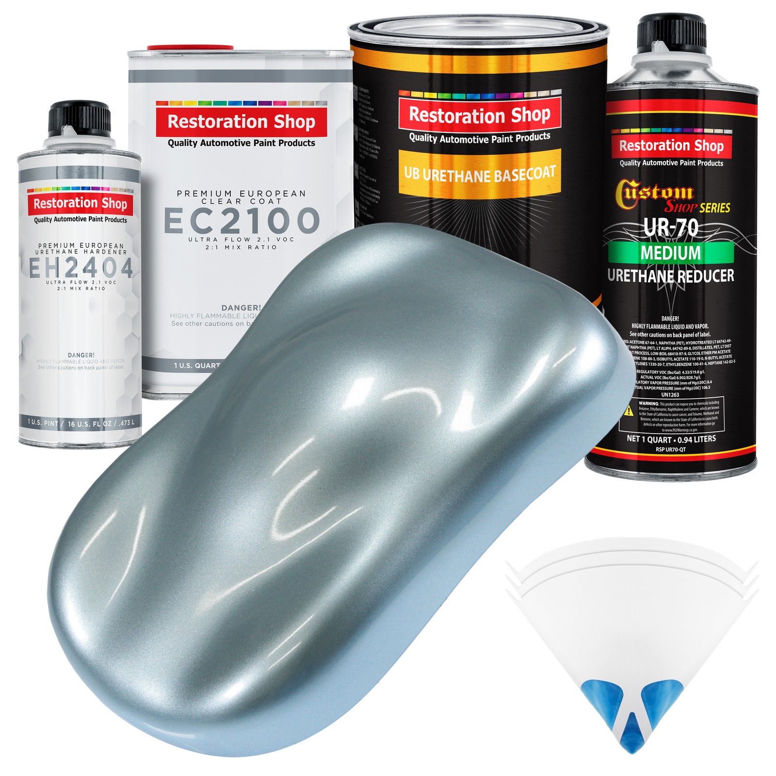 Ice Blue Metallic Urethane Basecoat Quart Kit with European Clear Coat