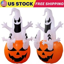 6FT Halloween Inflatables Blow Up Ghost w/ LED Light Indoor/Outdoor Yard Decor
