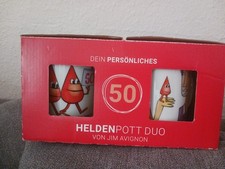 Helden Pott Duo von Jim Avignon - DRK Pr&auml;sent 50. Blutspende Neu Tasse Sammeln