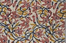Hand Block Print Floral 1 Yard Fabric 100 Cotton NO TARRIF CHARGES 100 ZK 174