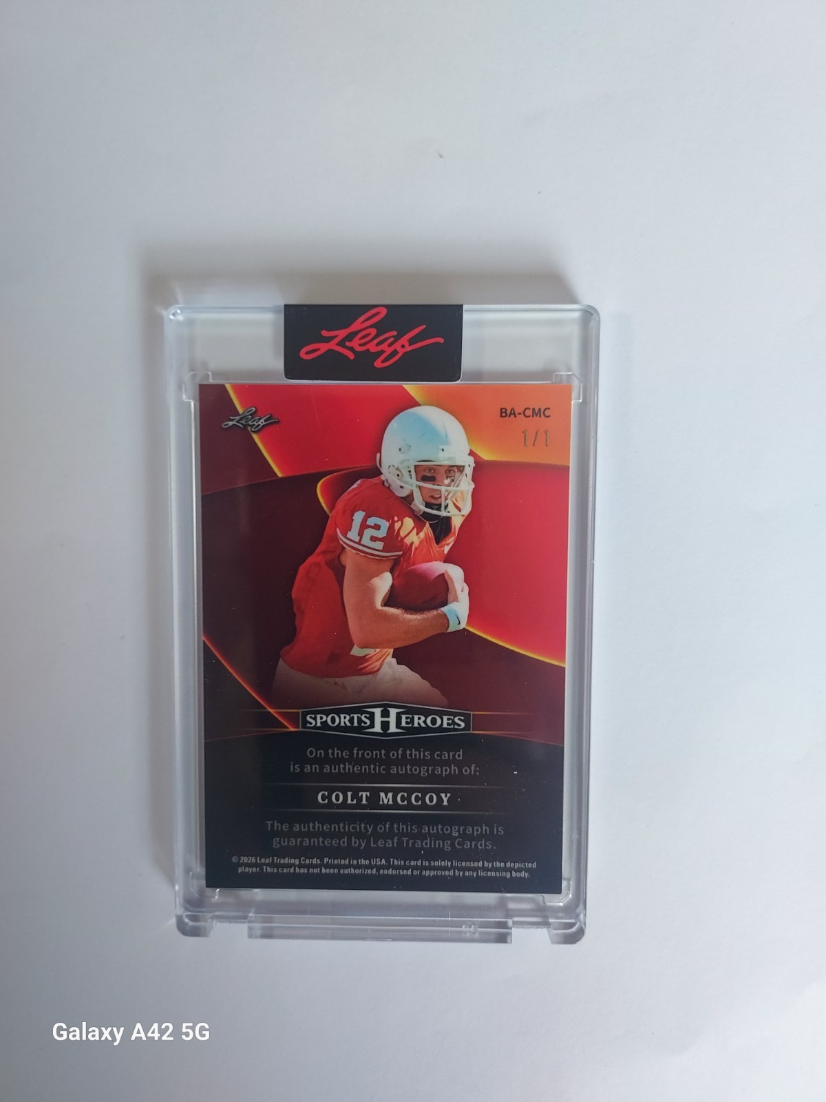 2026 LEAF SPORTS HEROES BASE AUTO RED COLT MCCOY AUTO AUTOGRAPH 1/1 SSP LONGHORN view 2