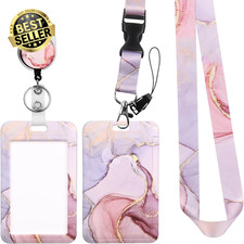 Badge Holder Retractable with Lanyard, ID Card Holder with Belt Clip Carabiner R