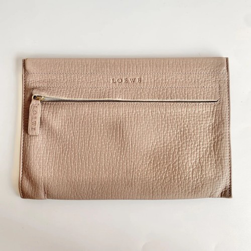 Loewe Pouch Makeup Case Leather Purple AB Used Compact Bag Japan