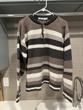 Vintage 90s Cherokee Made in USA Knit Sweater Quarter Button Size L