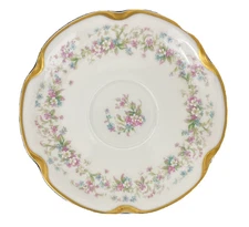 Haviland Limoges France Saucer 5.75" Wide White Pink Blue Floral Heavy Gold