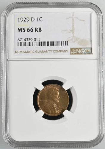1929 D Lincoln Wheat Cent NGC MS-66 RB