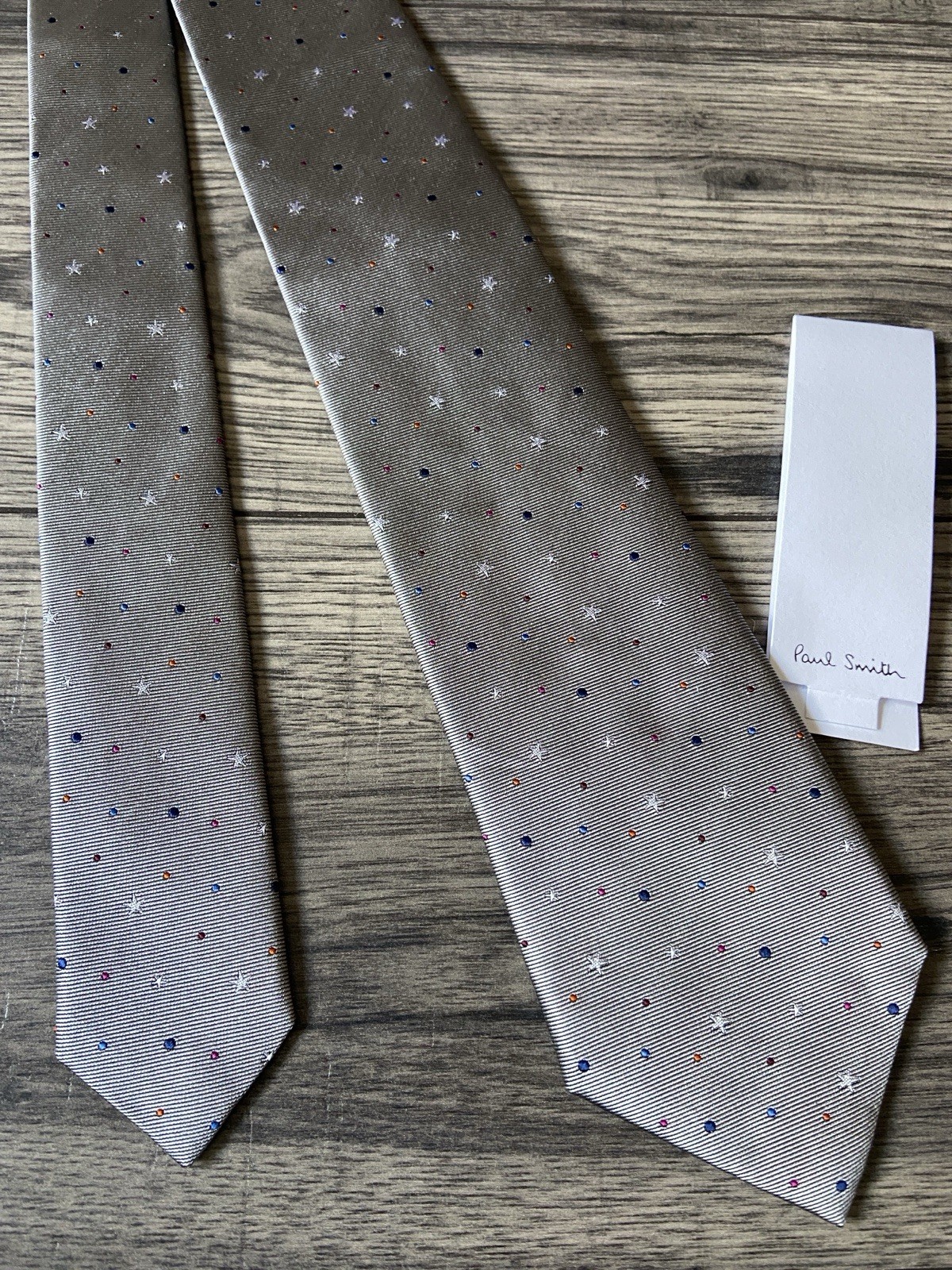PAUL SMITH SILVER SILK TIE MADE IN ITALY BNWT