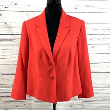 Kasper Jacket Women s 14W Red Blazer Long Sleeves Two Buttons EUC