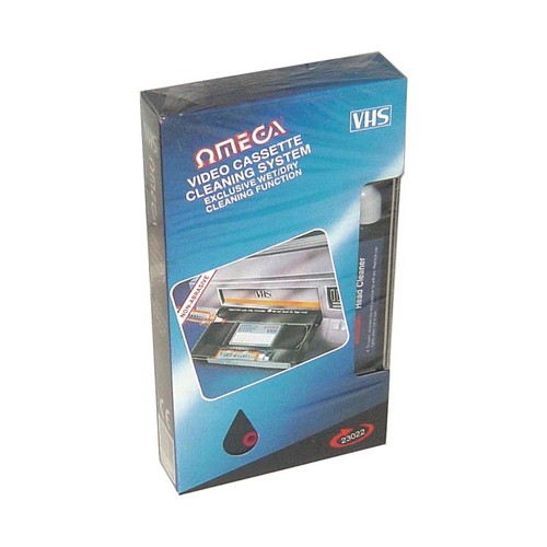 Omega 23022 VHS Videorecorder Cassette Tape Video Recorder Head Cleaner System Wet & Dry
