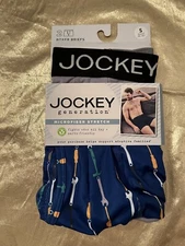 NWT 2 Pack Jockey Microfiber Stretch Boxer Briefs Grey Blue Tools Size S 28-30”