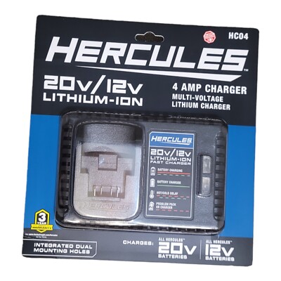 20V and 12V HERCULES FAST CHARGER 4 AMP CHARGER MULTI-VOLTAGE LITHIUM