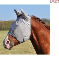 Horse Fly Mask with Ears Grey Large UV Protection Insect Shield Unisex