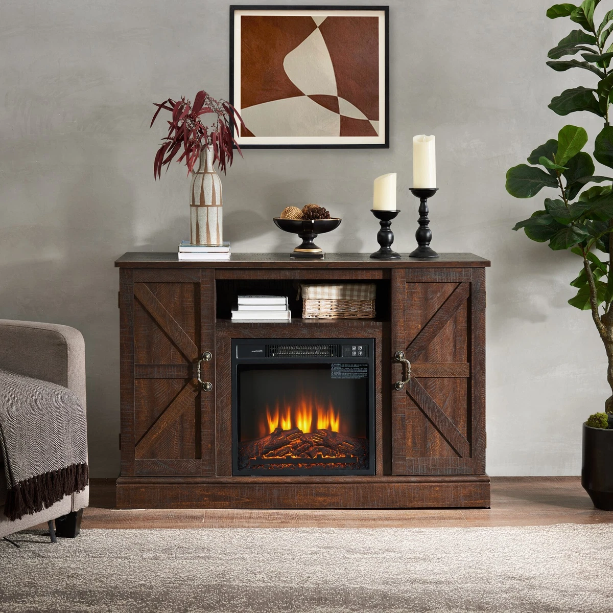 Espresso electric fireplace deals