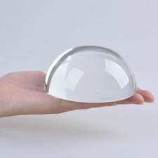 Crystal Dome Paperweight Half Ball Reading Magnifying Glass 3.9" 100mm