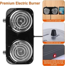 Portable Kitchen Electric Double Burner Hot Plate Cooktop Cooking Stove 2000W 