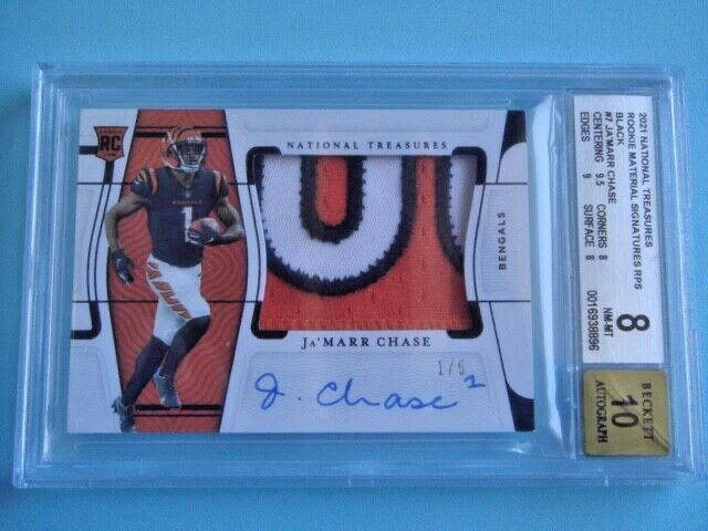 JaMarr Chase Panini National Treasures Rookie Material Signatures #JC Black