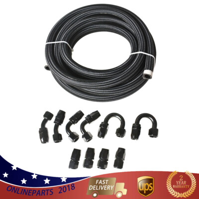 Swivel Hose End Fitting Kit 10N Braided Fuel Hose Line & Black 20FT