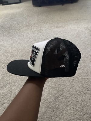 Chrome Hearts Matty Boy Chomper Lips Black White Trucker Hat | eBay