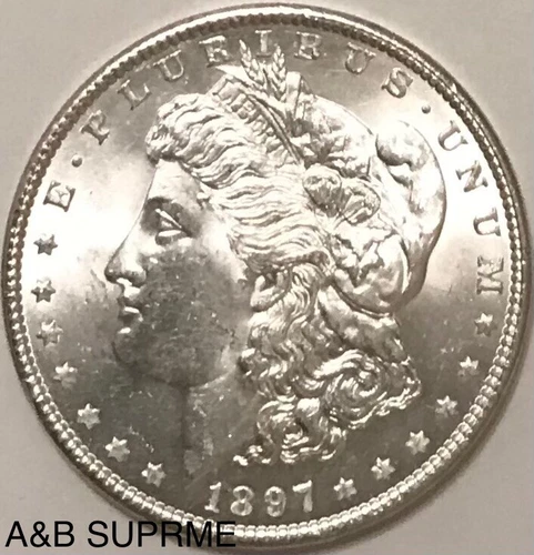 1897 “STUNNING GEM" MORGAN DOLLAR FROM OBW ROLL BU UNCIRCULATED 90% SILVER