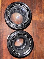  2 Olympus OM 50mm Lenses f1.4  f1.8 Zuiko Auto-S MF Camera Lens Read 
